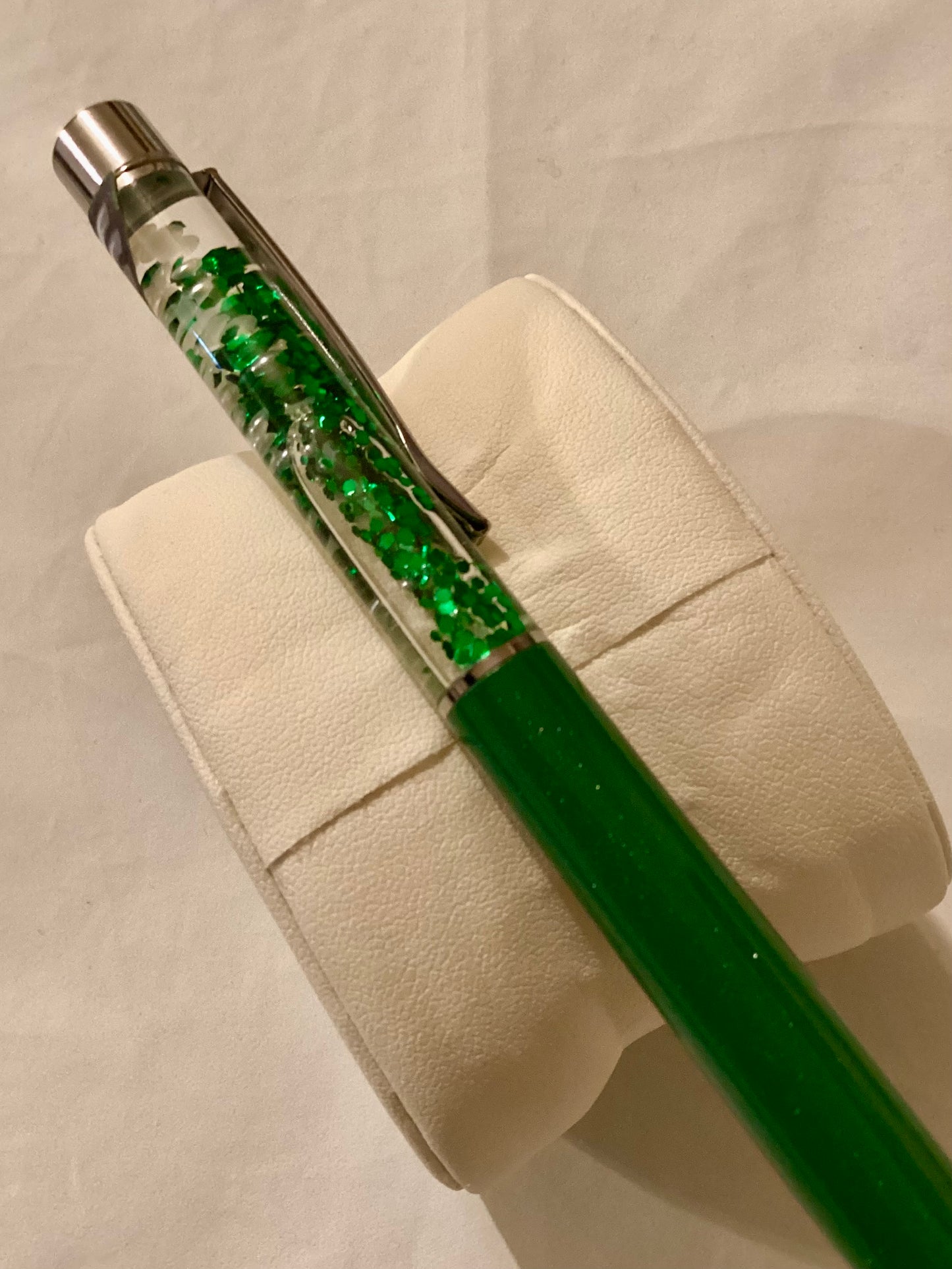 Handmade SUPERBOWL Inspired Green Glitter & White Pearls Float Pen Eagles Decal