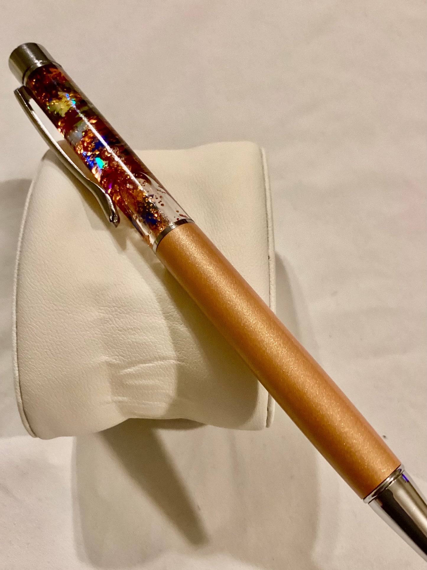 Handmade New & Unique Copper Glitter & Multicolored Metallic Weed Leaf Float Pen