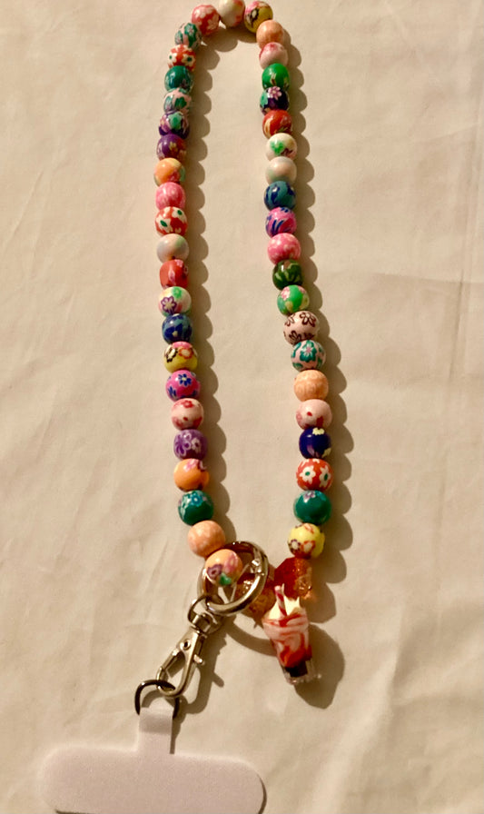 Handmade Beaded Cellphone 20” Stretch Colorful Wrist Strap