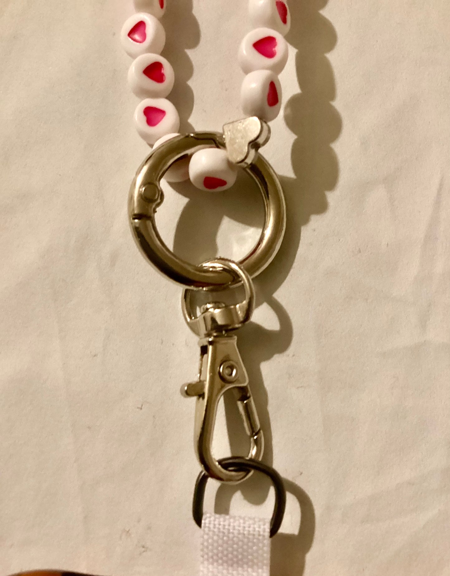 Handmade Beaded Cellphone 23” Stretch Hearts Wrist Strap