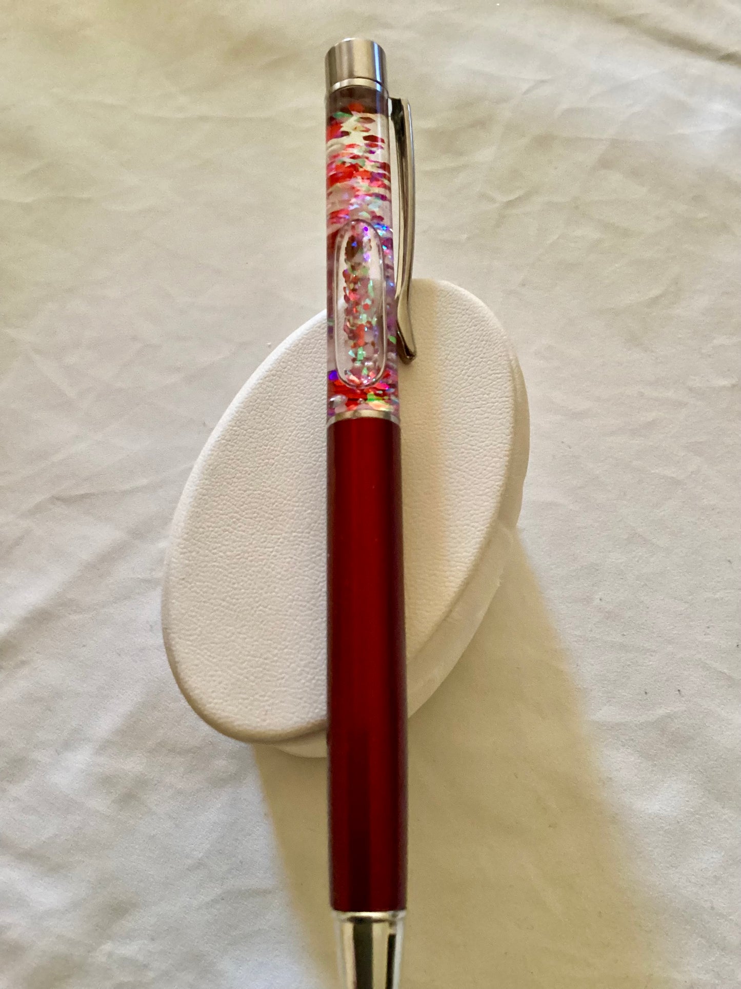 Handmade New Tiny Red Hearts & Clear Crystals Red Float Pen