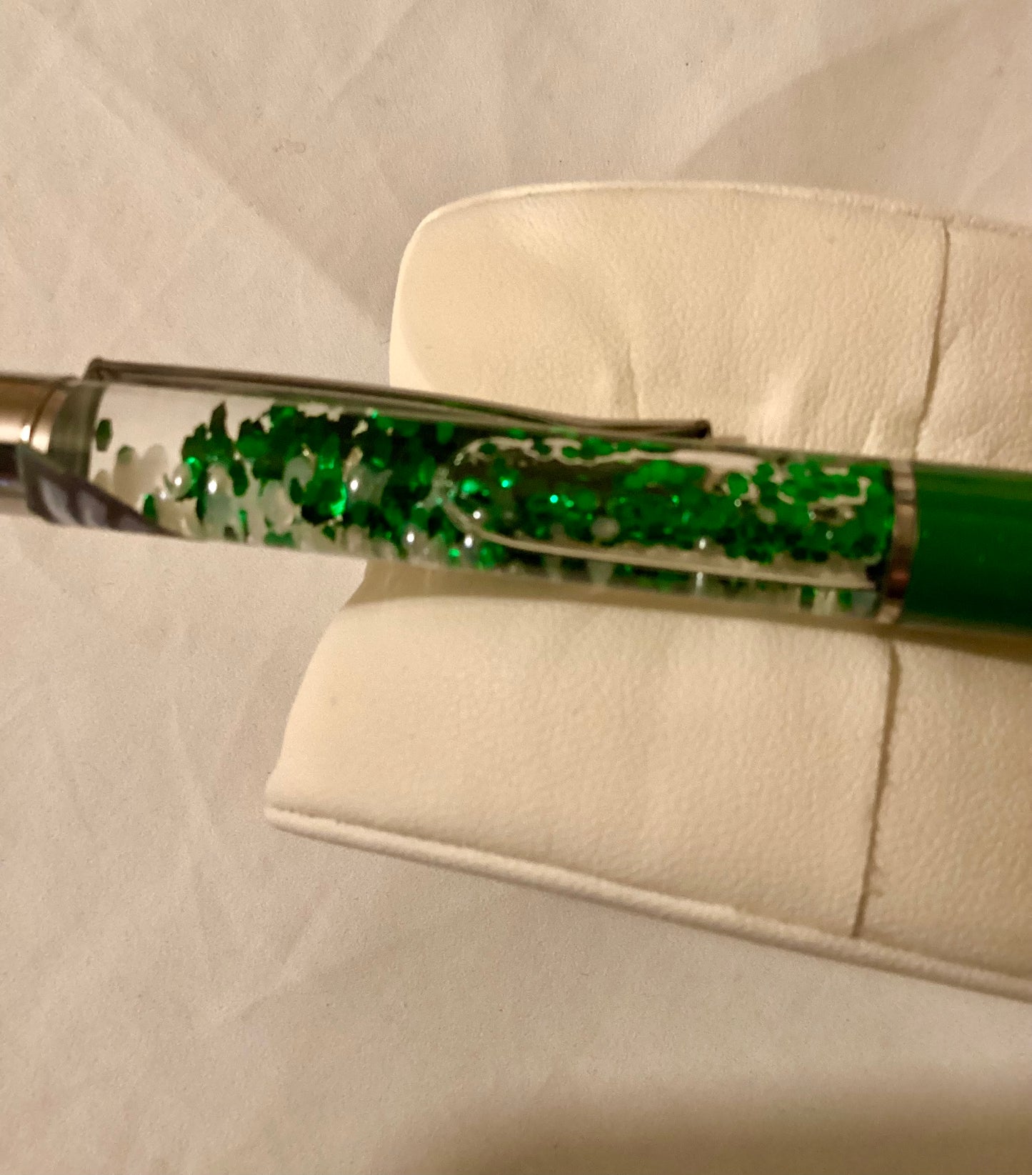 Handmade SUPERBOWL Inspired Green Glitter & White Pearls Float Pen Eagles Decal