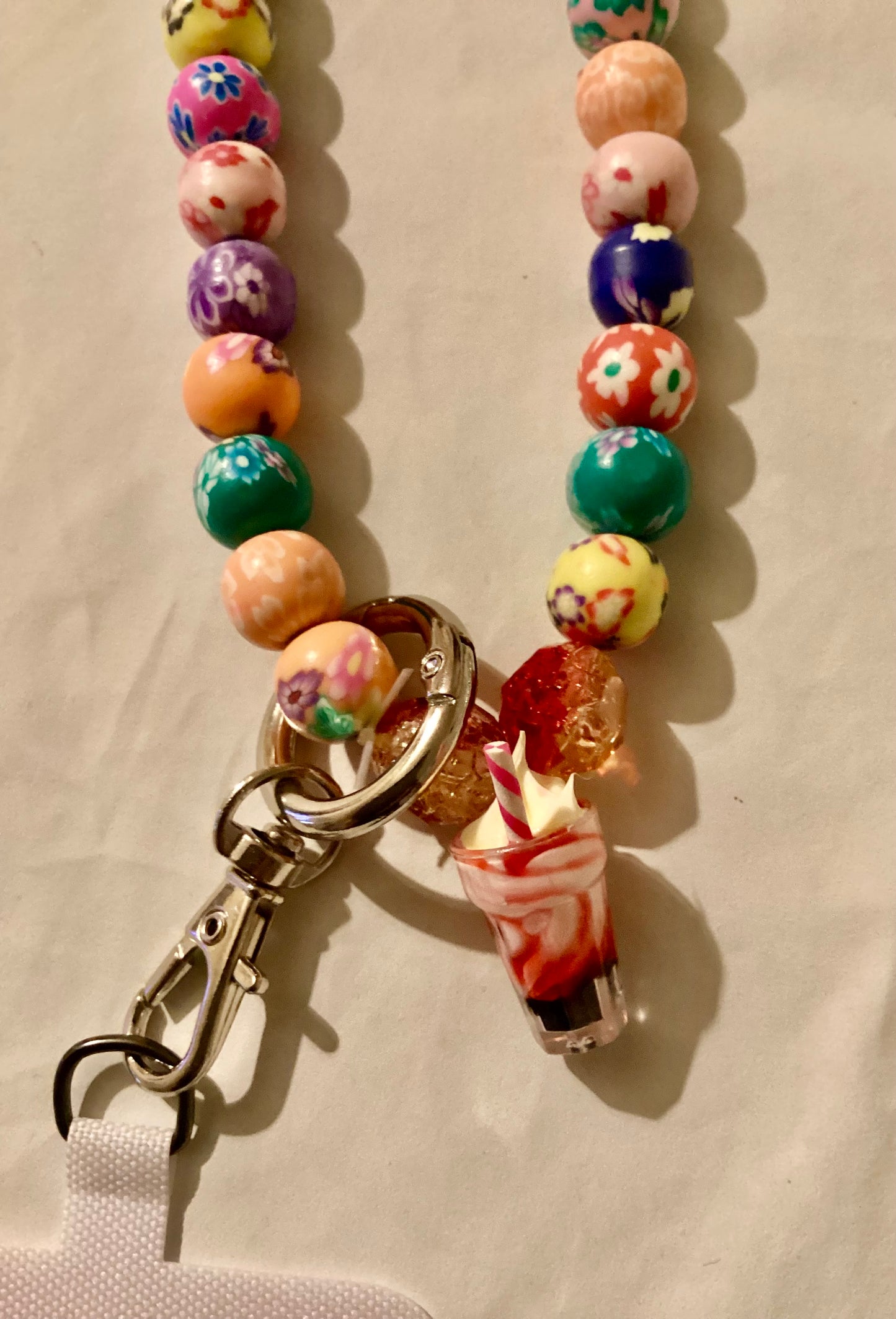 Handmade Beaded Cellphone 20” Stretch Colorful Wrist Strap