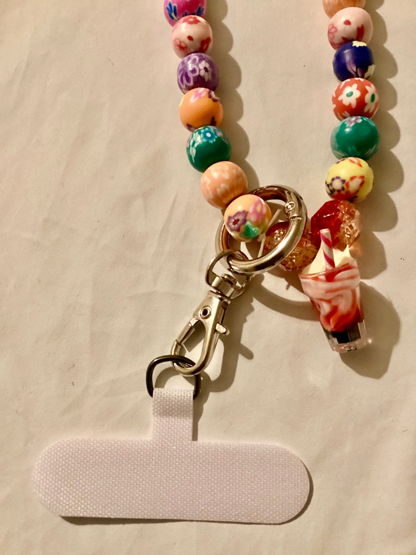 Handmade Beaded Cellphone 20” Stretch Colorful Wrist Strap