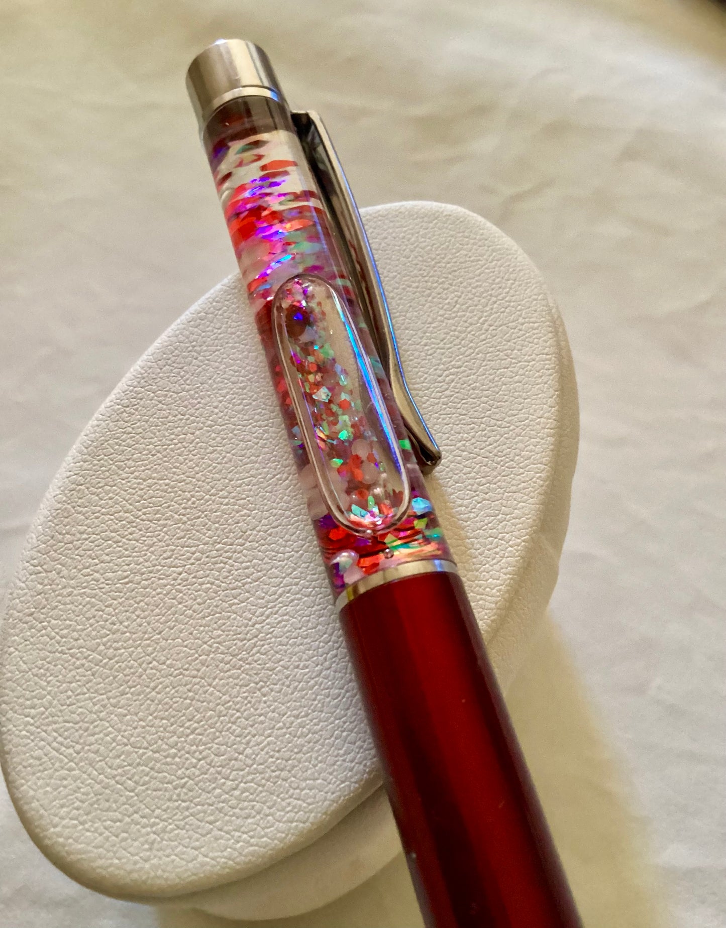 Handmade New Tiny Red Hearts & Clear Crystals Red Float Pen