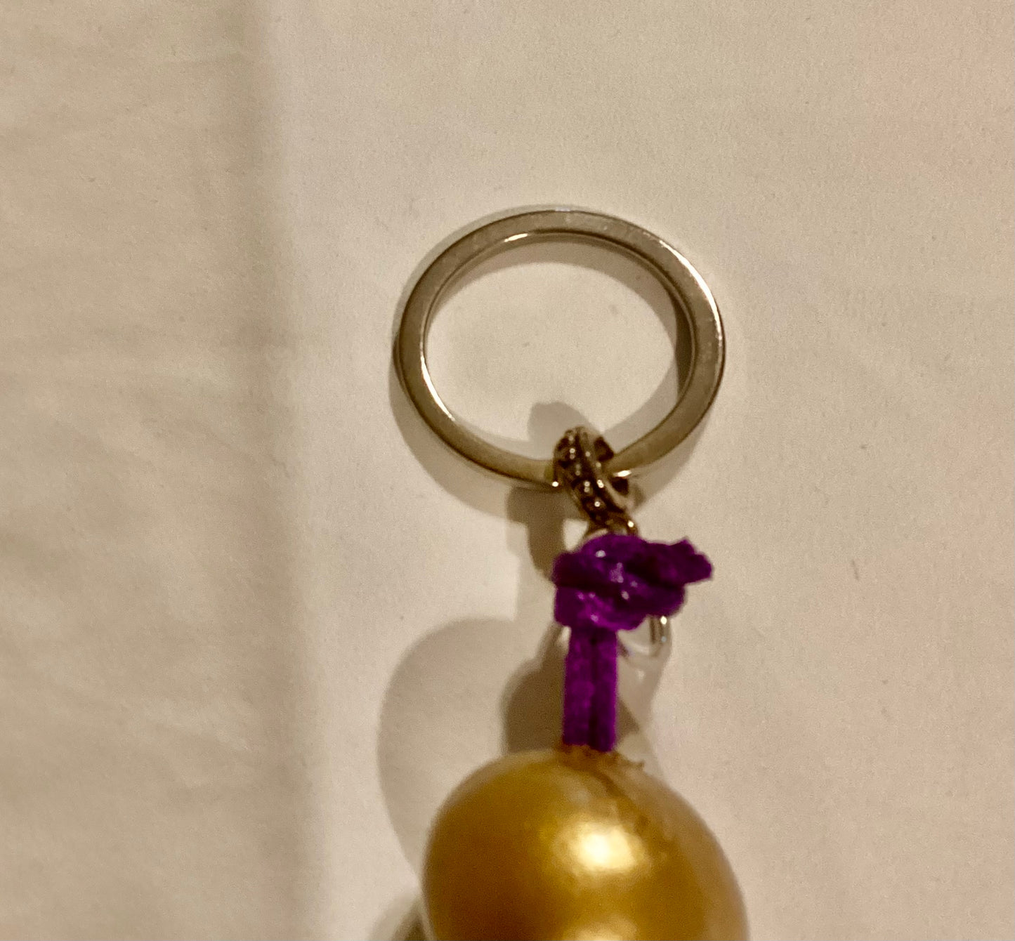 Handmade 1.5” Resin Purple Weed Leaf Medallion & Gold Wood Beaded Key Chain