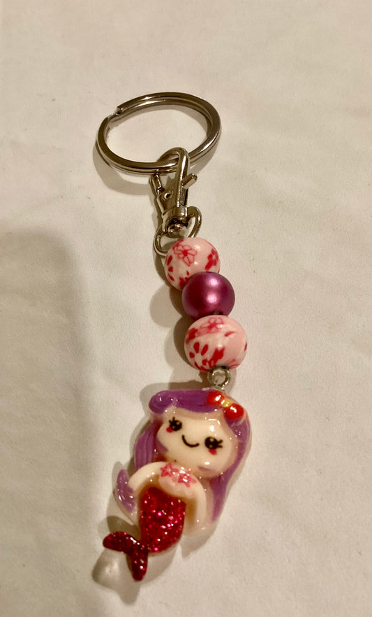 5”  Handmade Beaded Mermaid Keychain