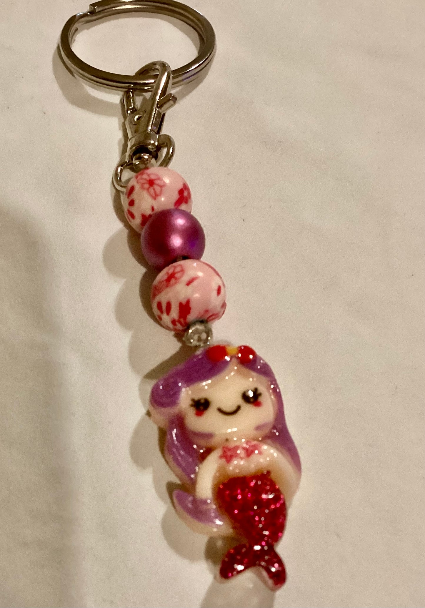 5”  Handmade Beaded Mermaid Keychain