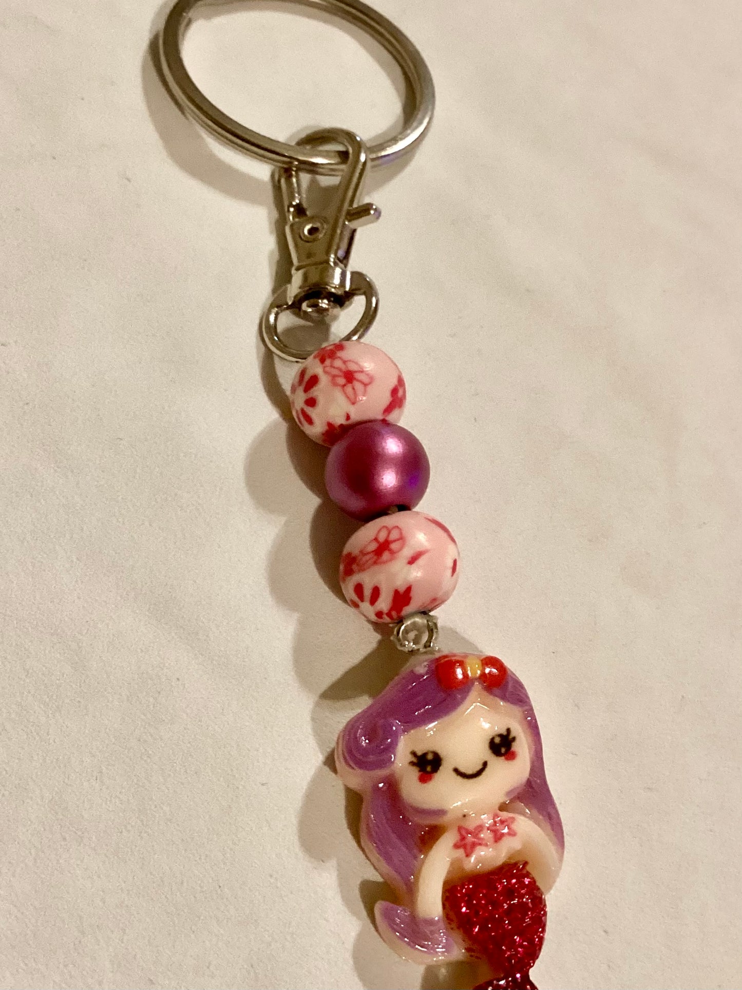 5”  Handmade Beaded Mermaid Keychain