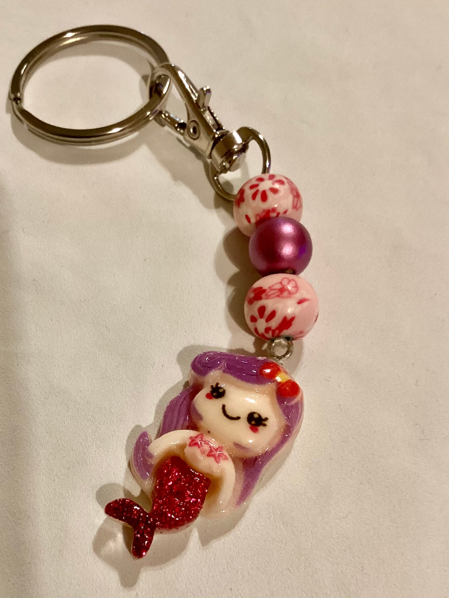 5”  Handmade Beaded Mermaid Keychain