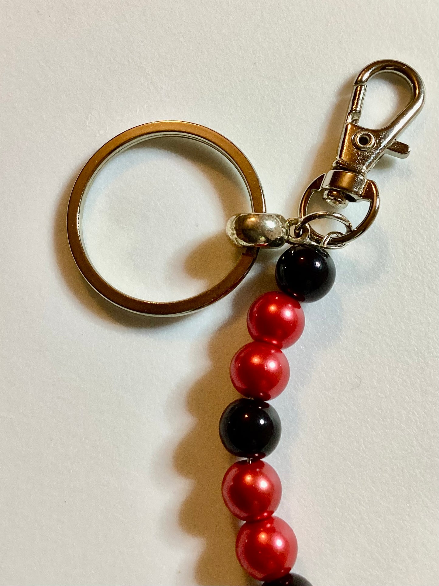 Handmade Smoking Clip Black & Red Beaded Keychain